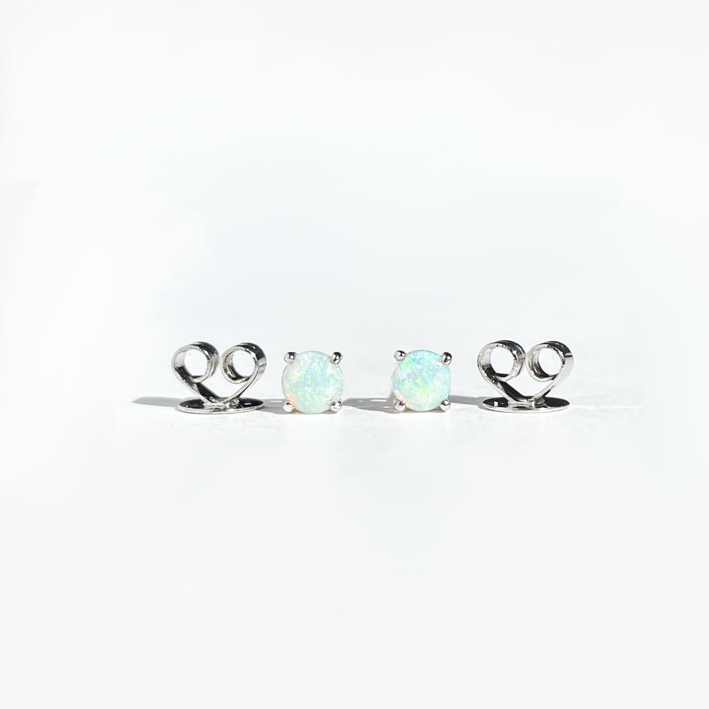 14K Solid Gold Genuine 3mm Round Opal Studs