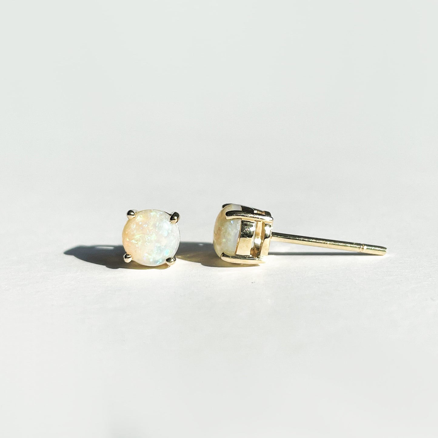 14K Solid Gold 4mm Australian Genuine Opal Studs