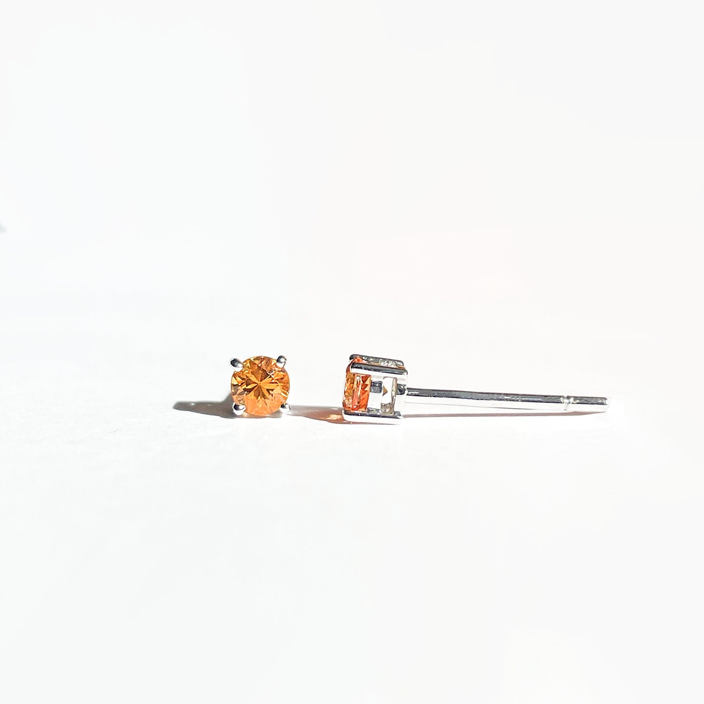 14K Solid Gold Genuine 3mm Orange Sapphire Studs