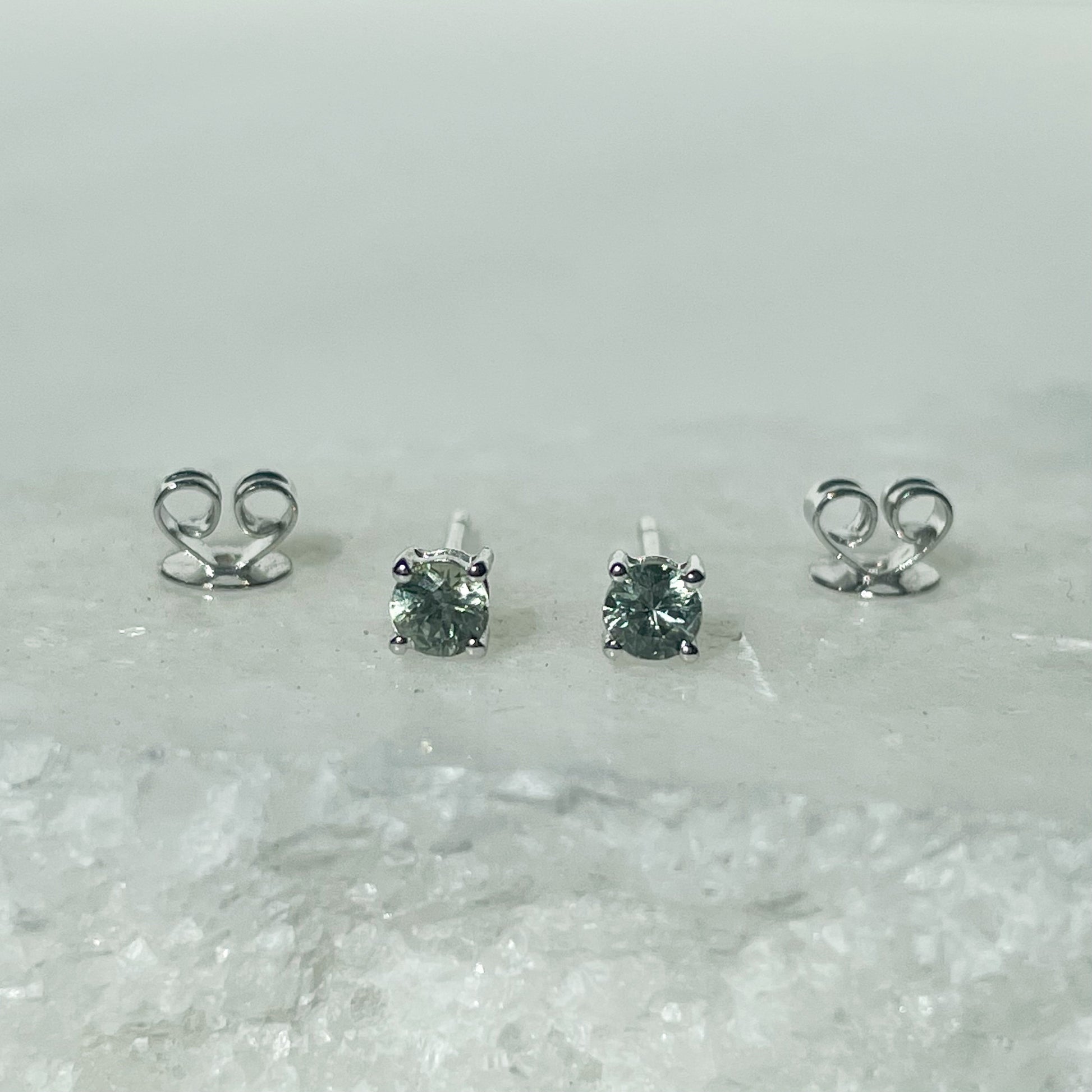 14K Solid Gold Genuine 3mm Green Sapphire Studs