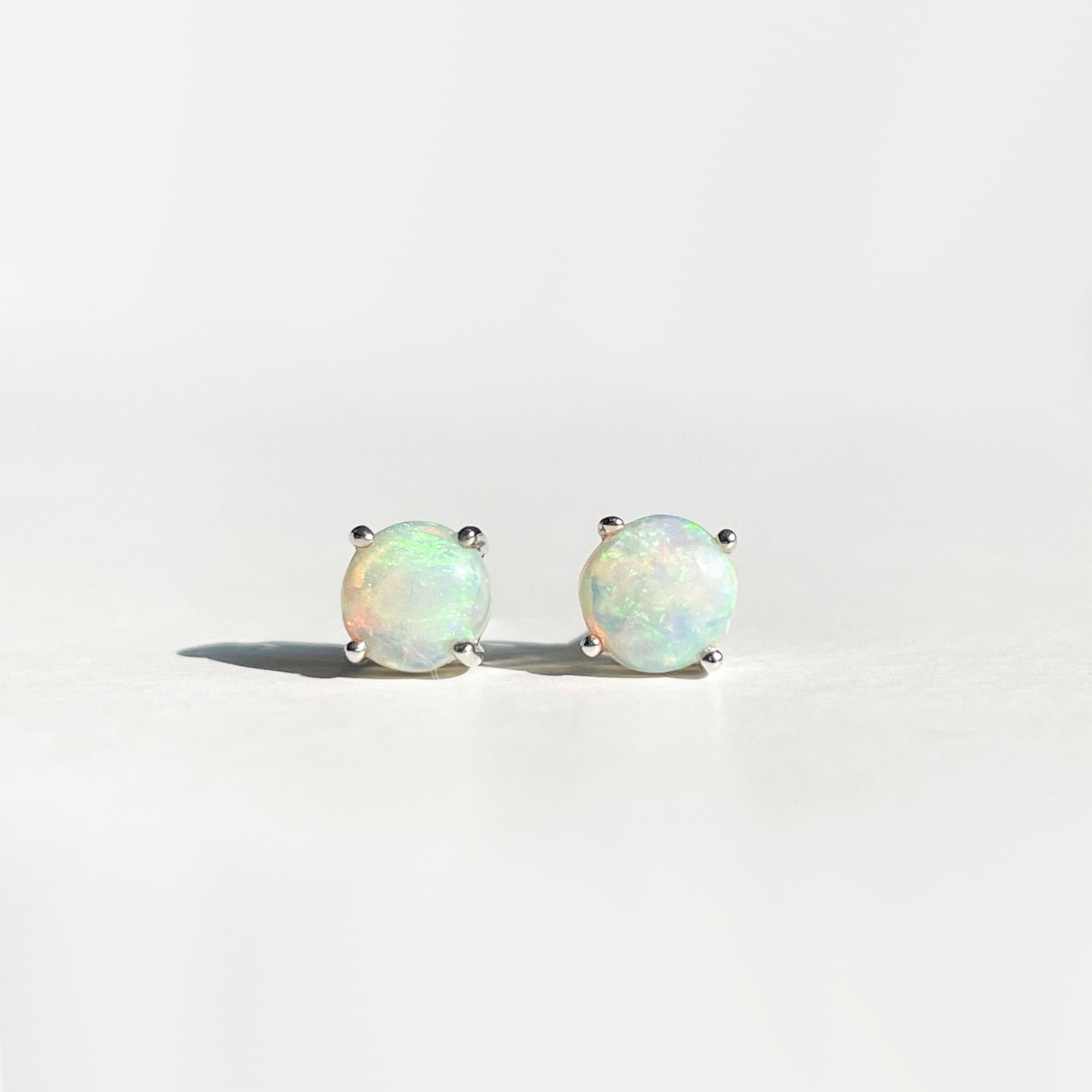 14K Solid Gold 4mm Australian Genuine Opal Studs