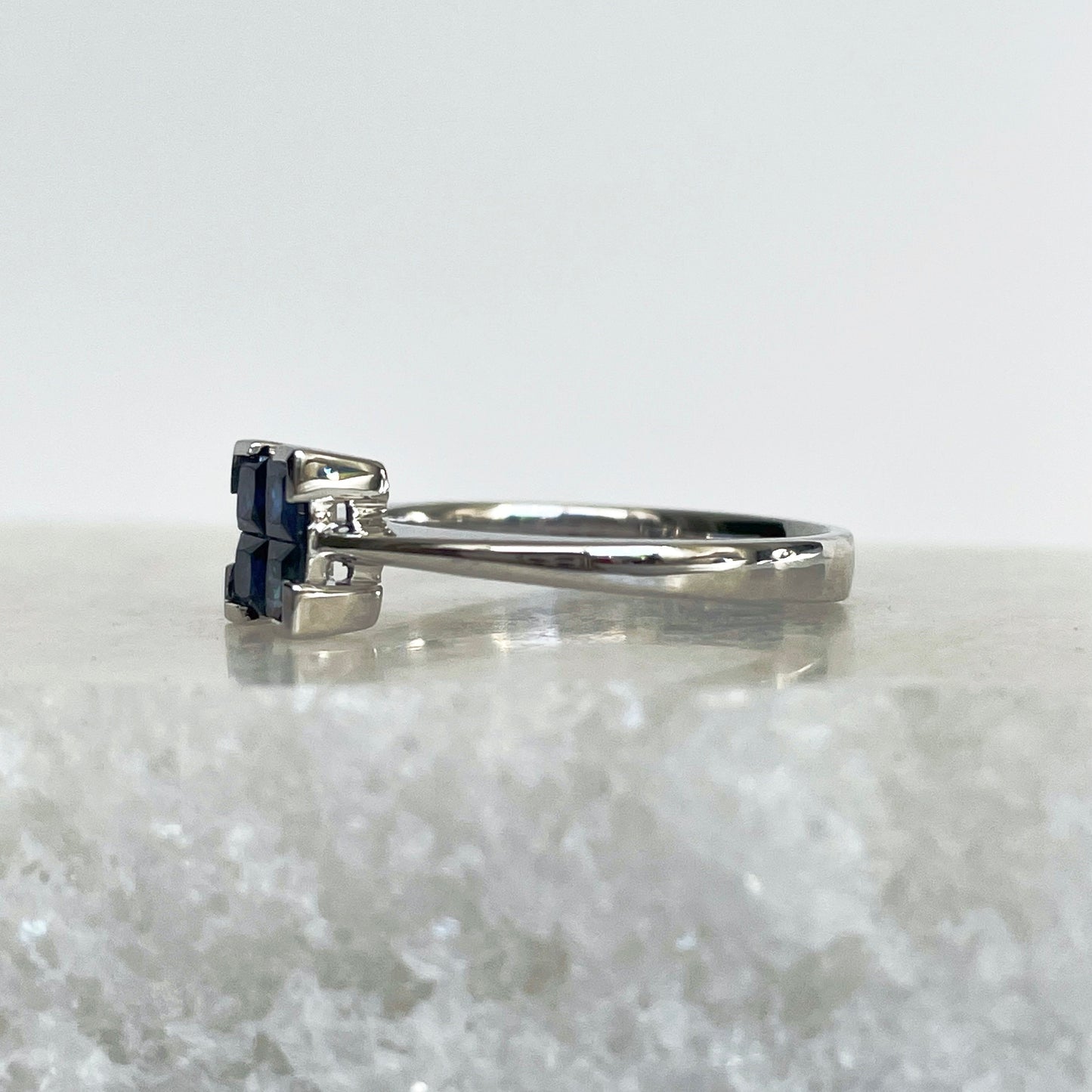 14K Solid Gold Genuine Sapphire Square Ring