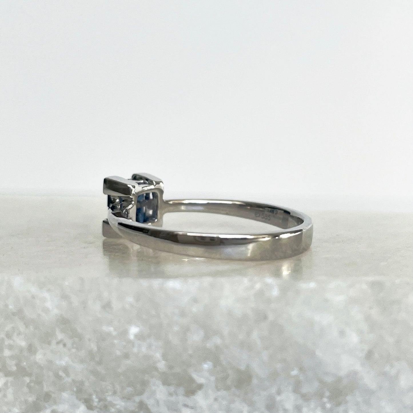 14K Solid Gold Genuine Sapphire Square Ring