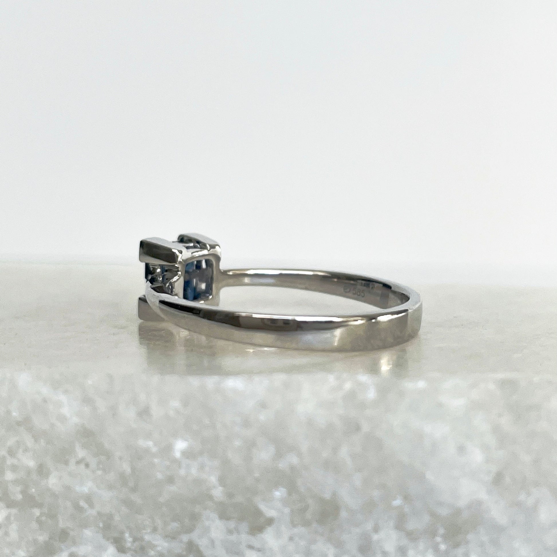 14K Solid Gold Genuine Sapphire Square Ring