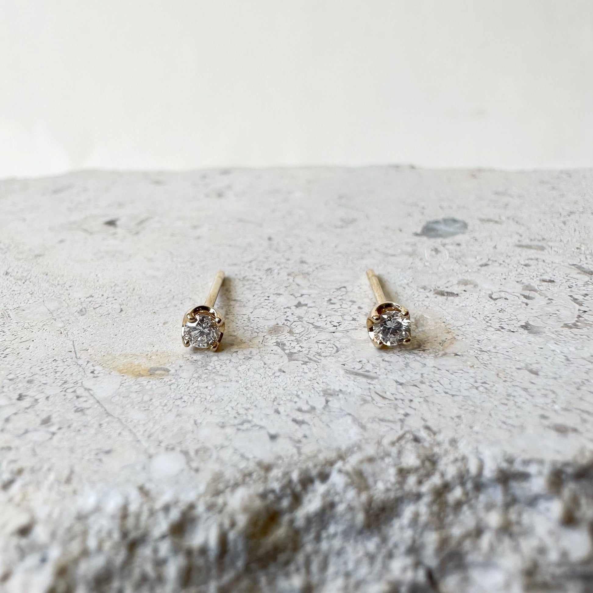 14K Solid Gold Genuine Diamond Studs/Pair