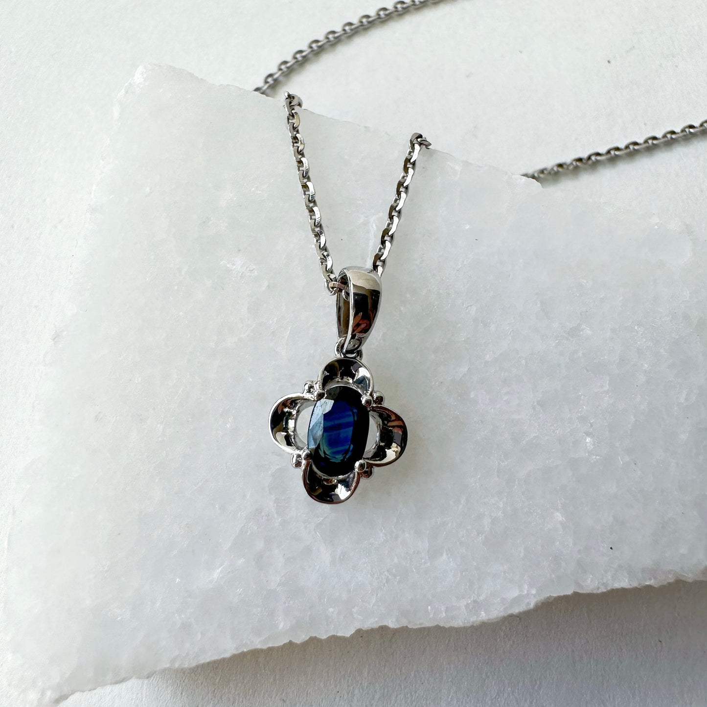 14K Solid Gold Genuine Sapphire Pendant (pendant only)