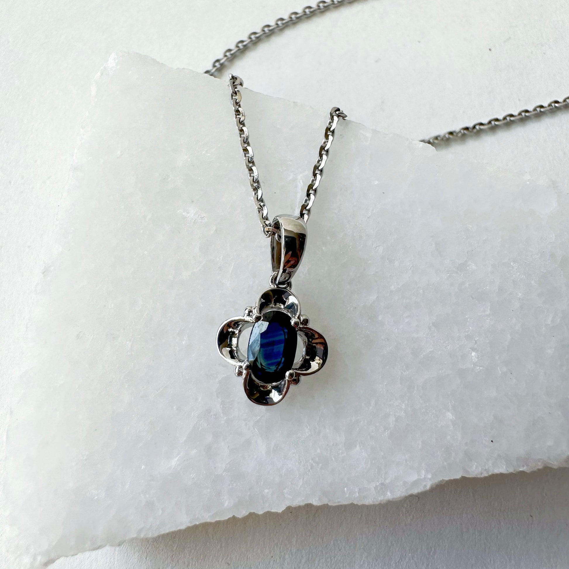 14K Solid Gold Genuine Sapphire Pendant (pendant only)