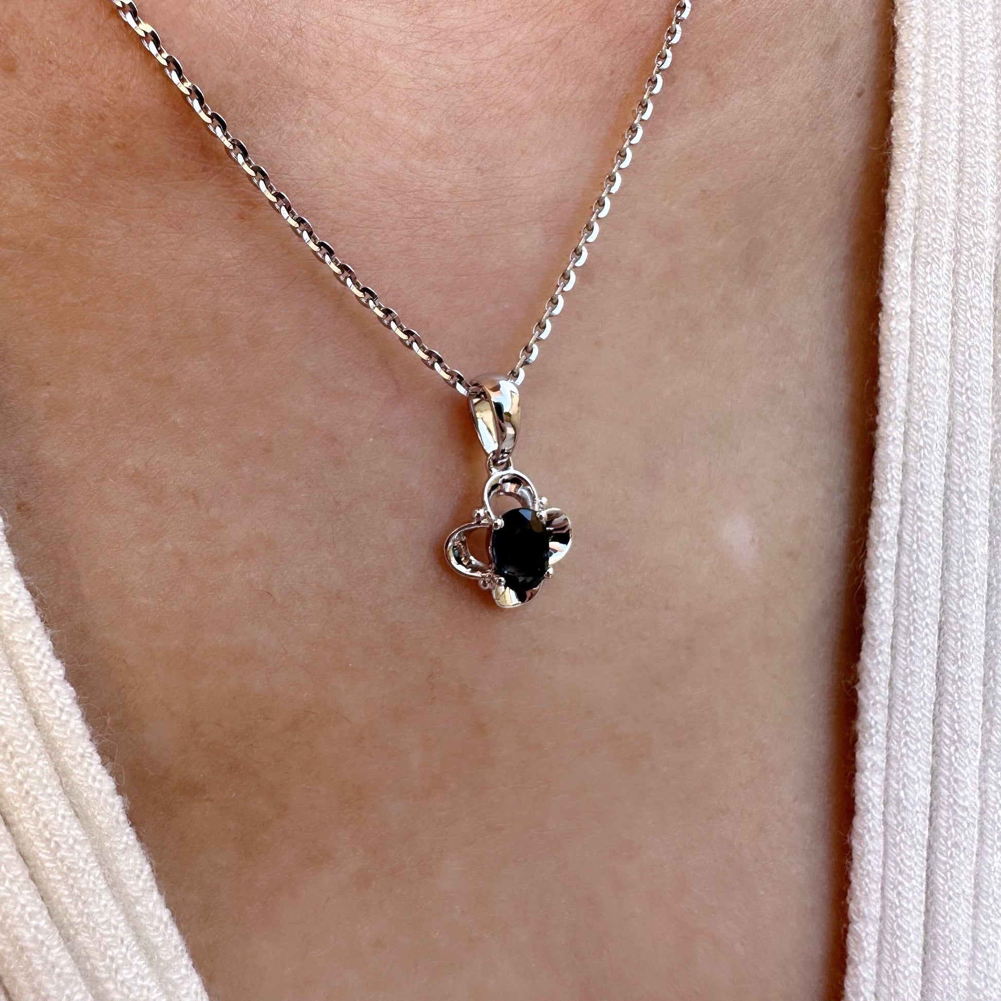 14K Solid Gold Genuine Sapphire Pendant (pendant only)