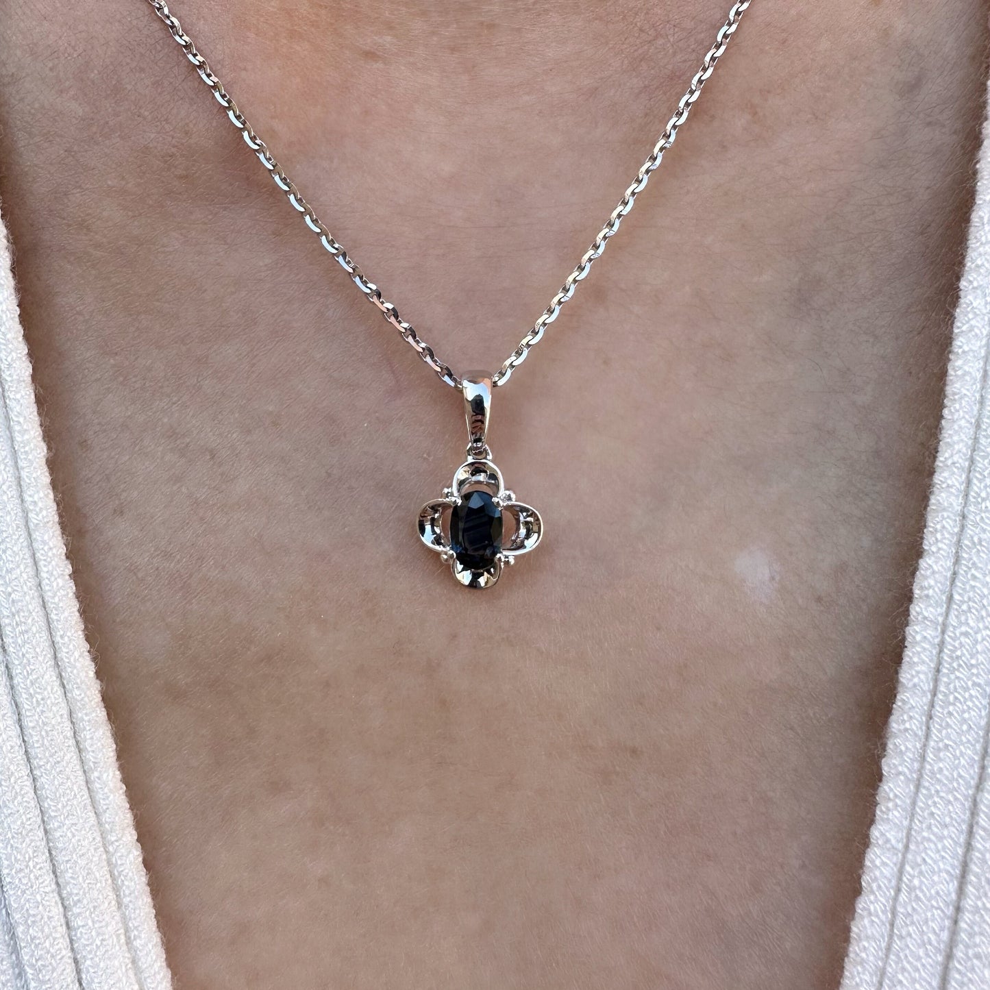 14K Solid Gold Genuine Sapphire Pendant (pendant only)