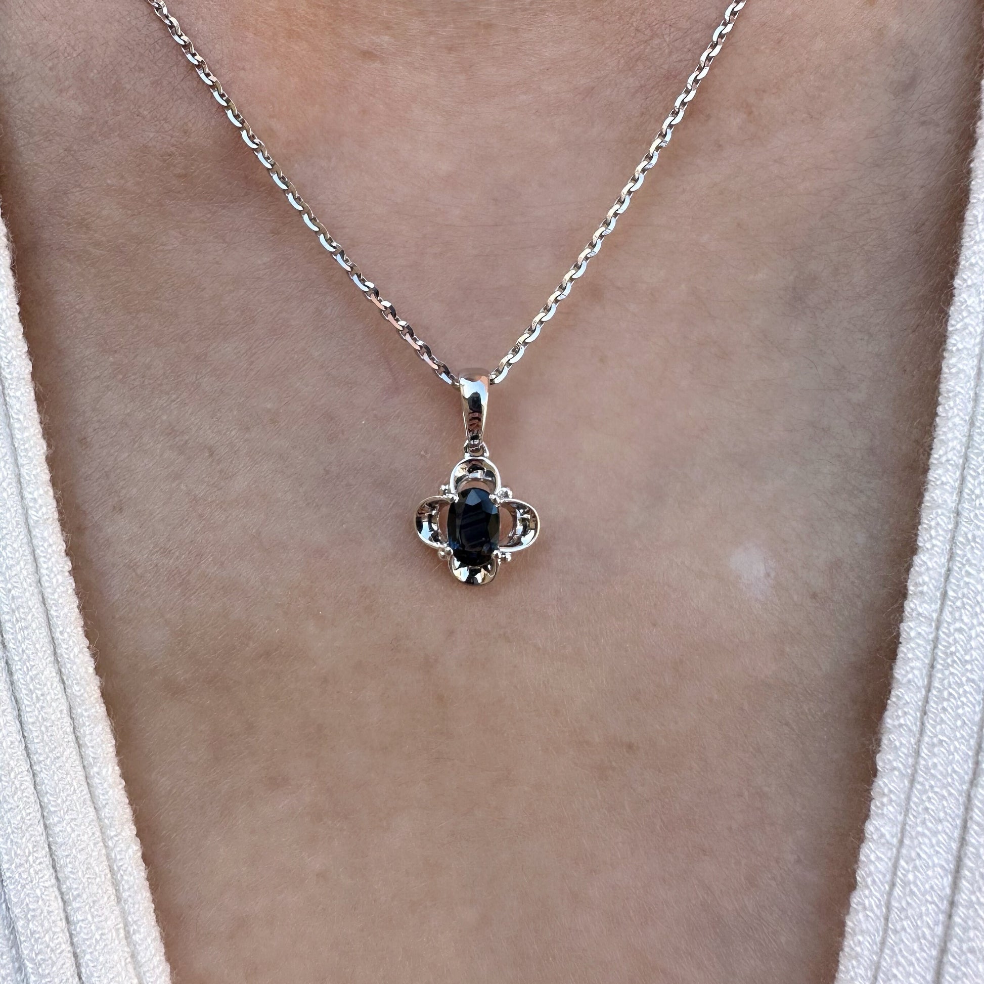 14K Solid Gold Genuine Sapphire Pendant (pendant only)