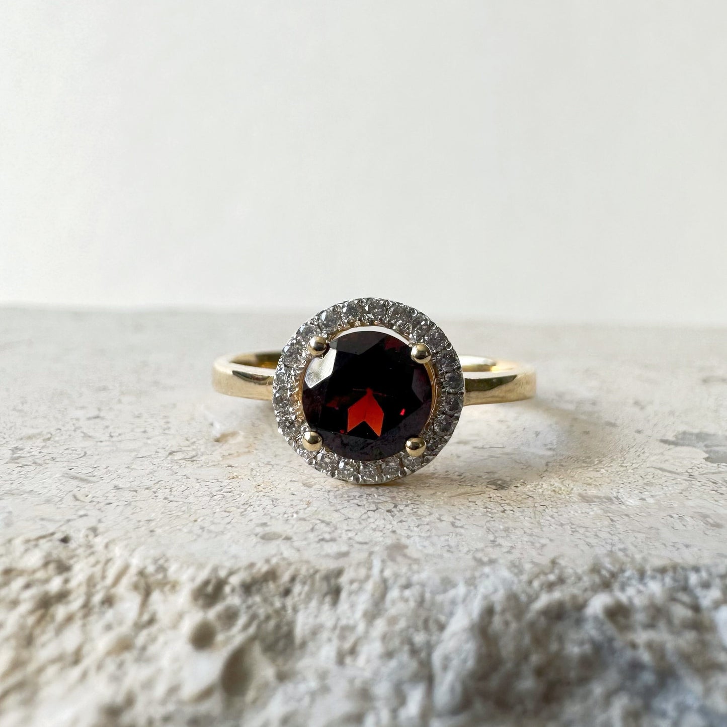 14K Solid Gold Genuine Garnet and Diamond Ring/Engagement Ring/Promise Ring