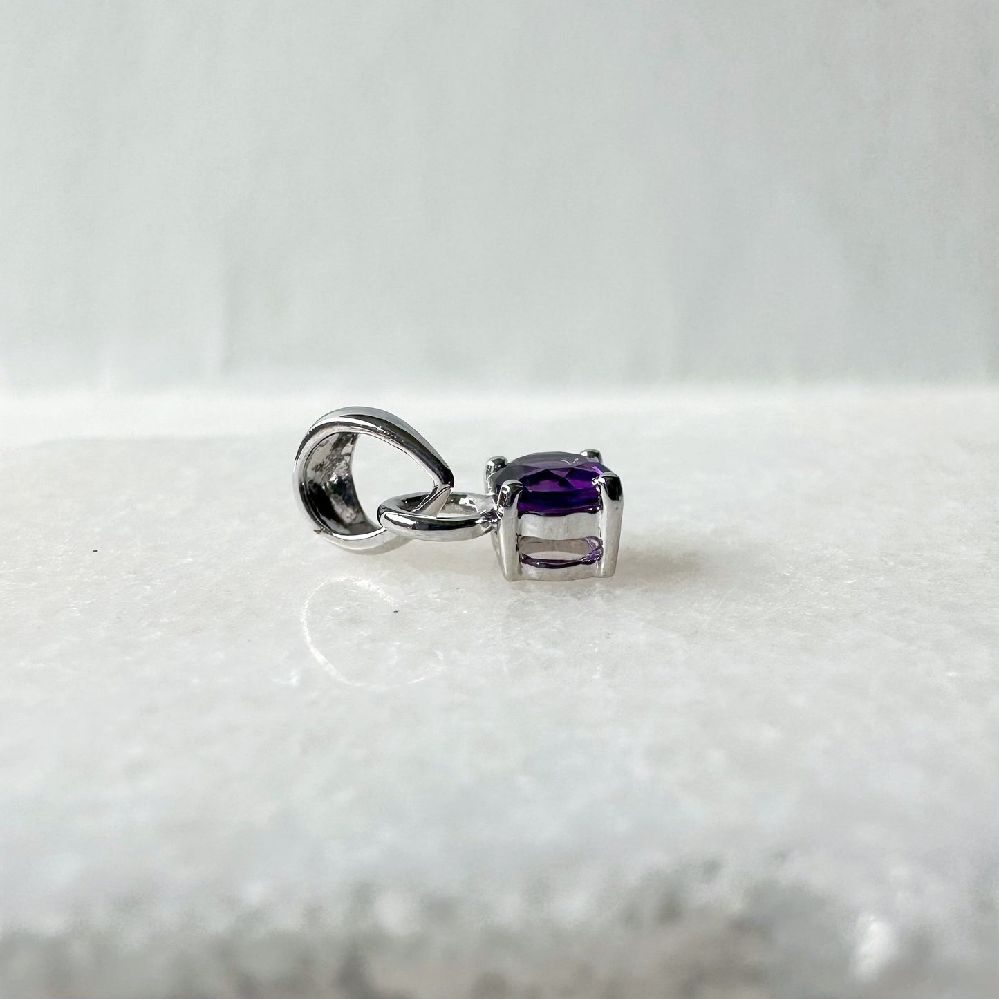 14K Solid Gold Genuine Amethyst Pendant (Pendant Only)
