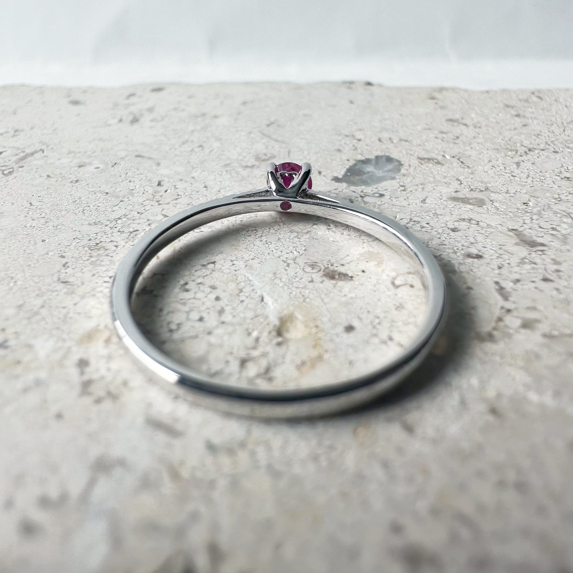 14K Solid White Gold Genuine Ruby and Diamond Ring