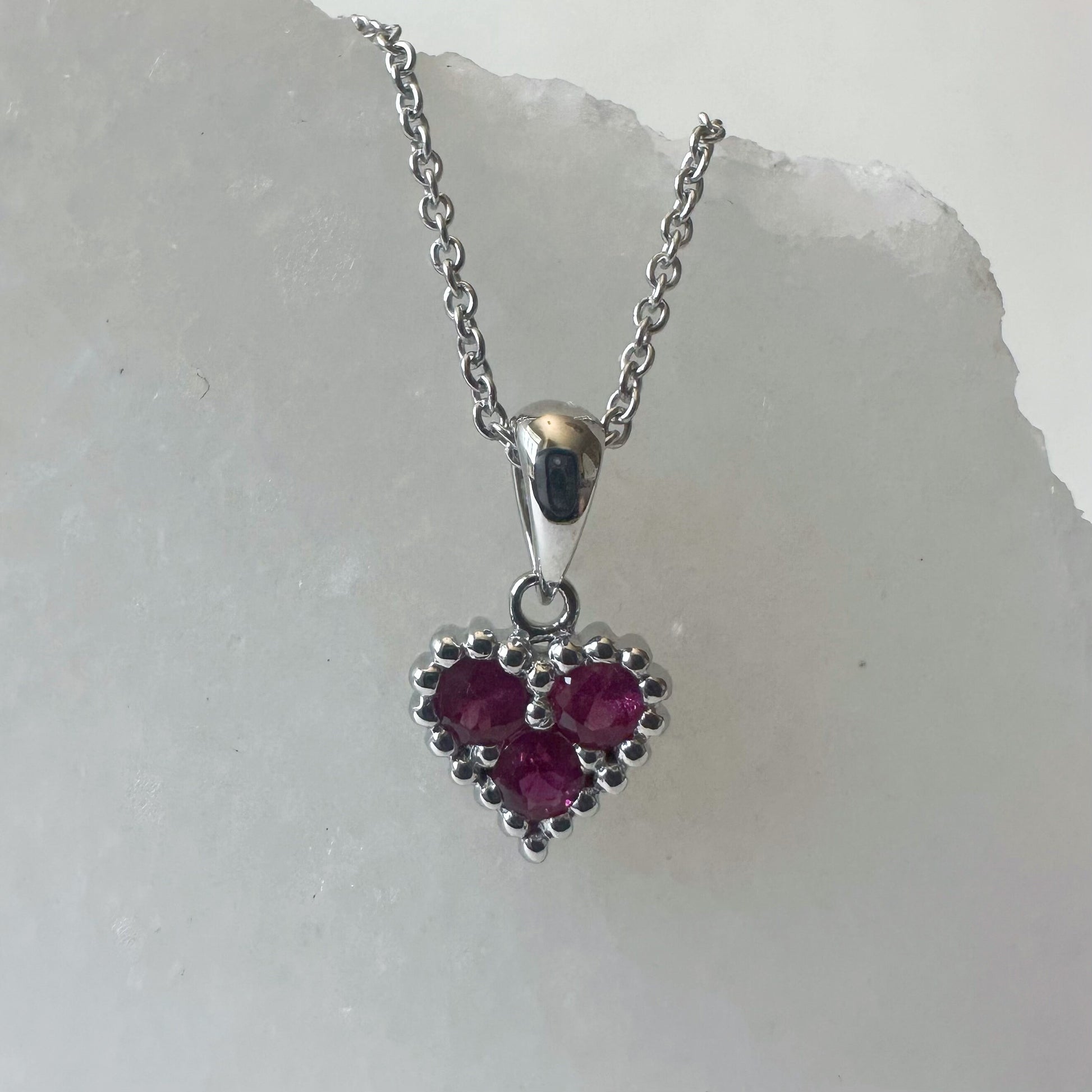 14K Solid Gold Genuine Ruby Heart Pendant