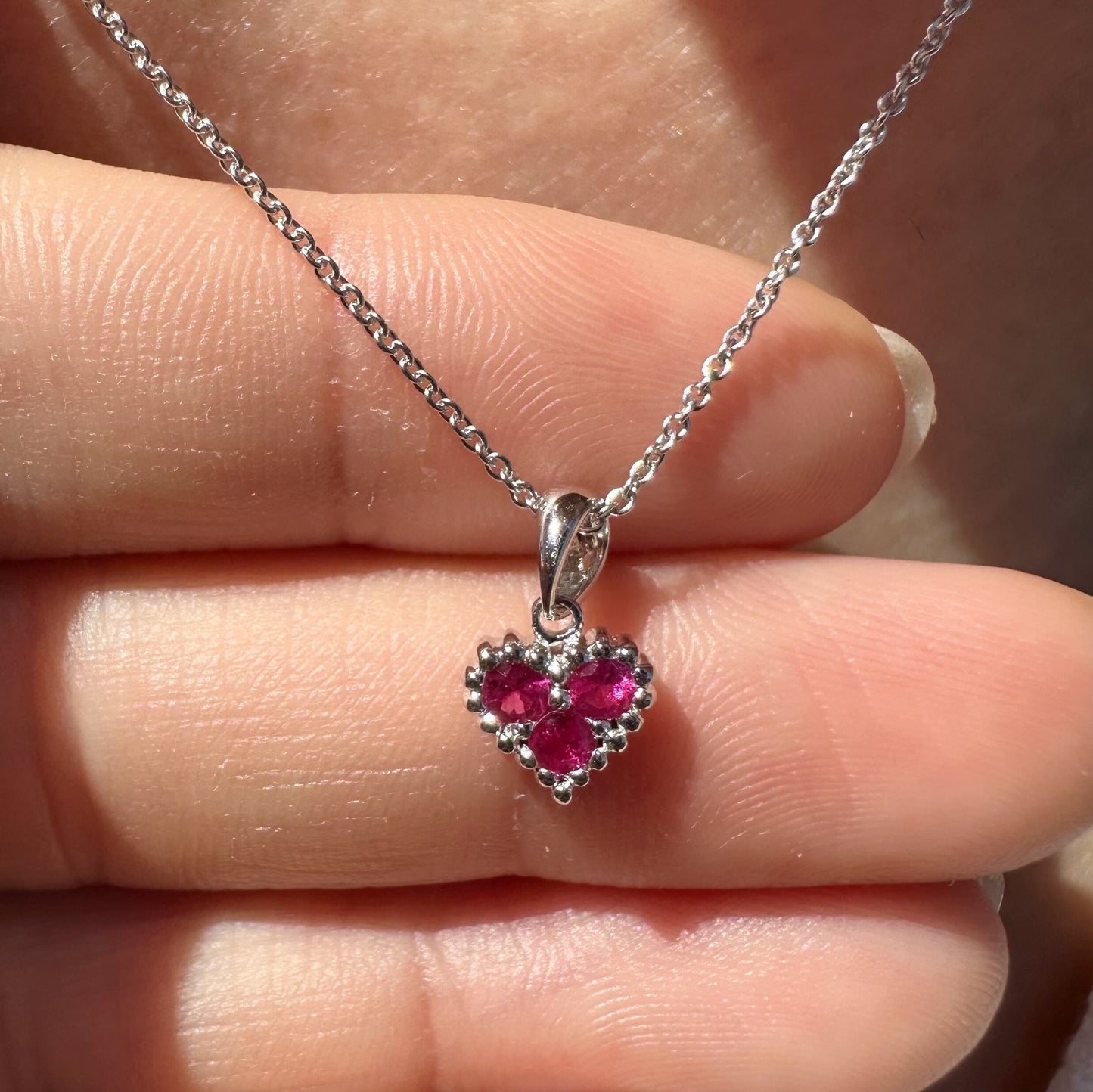 14K Solid Gold Genuine Ruby Heart Pendant