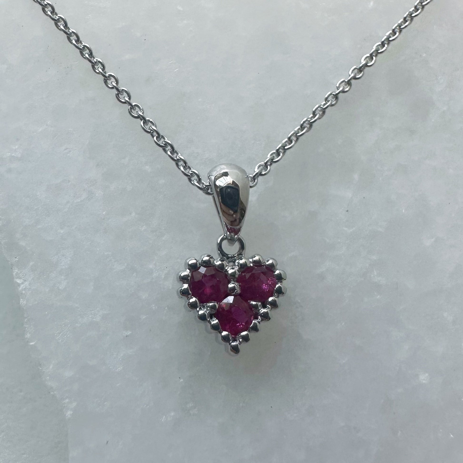 14K Solid Gold Genuine Ruby Heart Pendant