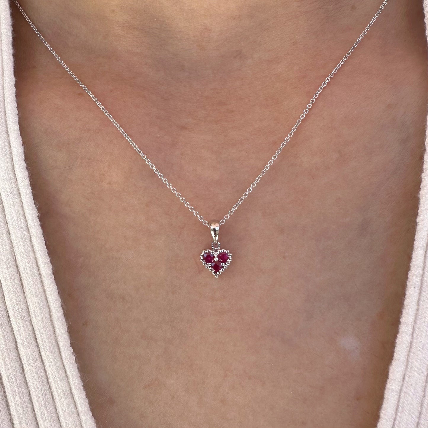 14K Solid Gold Genuine Ruby Heart Pendant